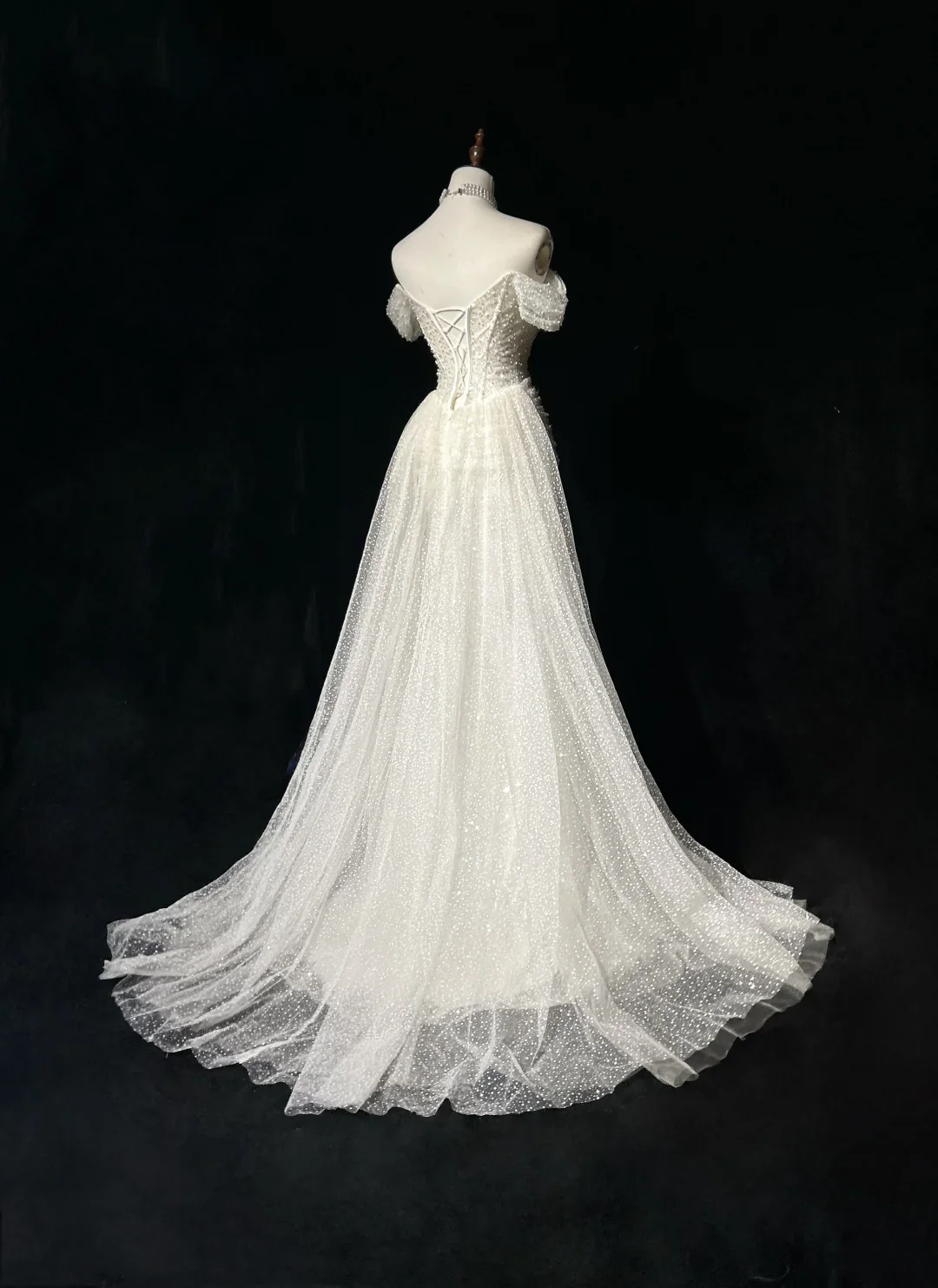 Vintage Bridal Gown 1960s Mermaid Off The Shoulder Sequin Long White Wedding Dresses Elegant Bridal Gowns DH656 - Deanwangkt