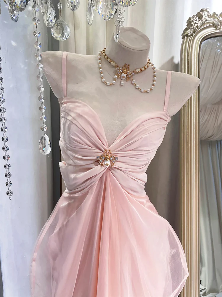 Cute Sheath Spaghetti Straps Pink Summer Homecoming Dress Hoco Dress 20th Birthday Outfit Cocktail Dresses DP1753 - Deanwangkt