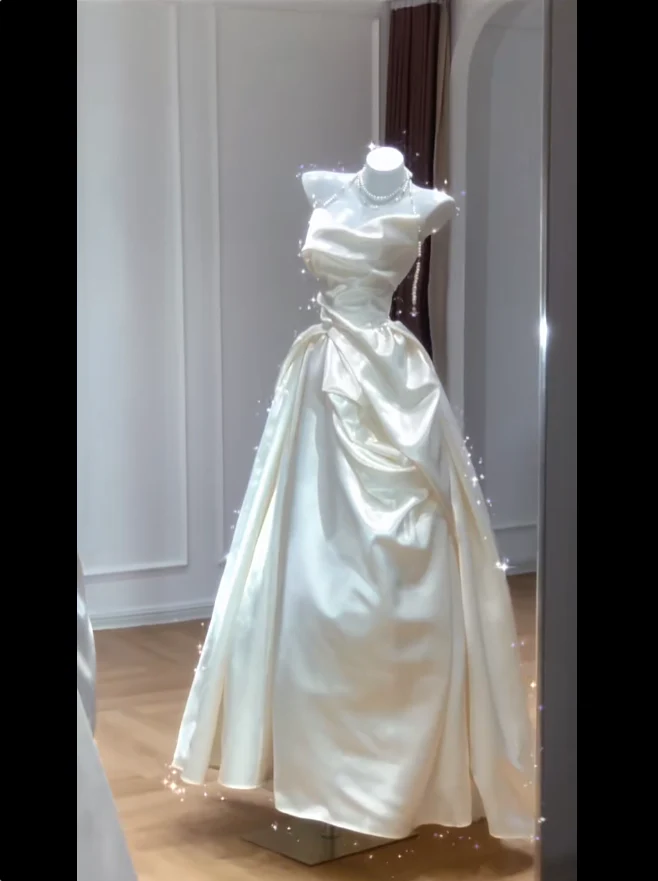 Timeless Bridal Dress Ball Gown Strapless Satin White Wedding Dresses Elegant Bridal Gowns DH898 - Deanwangkt