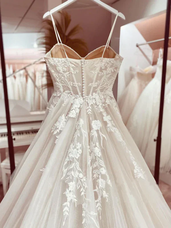 Chic Bridal Gown Elegant Italian Noodle Strap A-Line Lace Wedding Bridal Dress Bridal Gowns DP636 - Deanwangkt