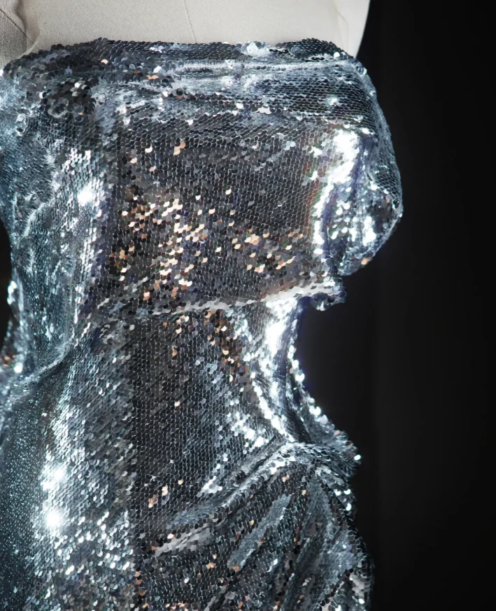 Pretty Mermaid Strapless Sleeveless Sequin Long Silver Prom Dresses Simple Evening Dresses DP463 - Deanwangkt