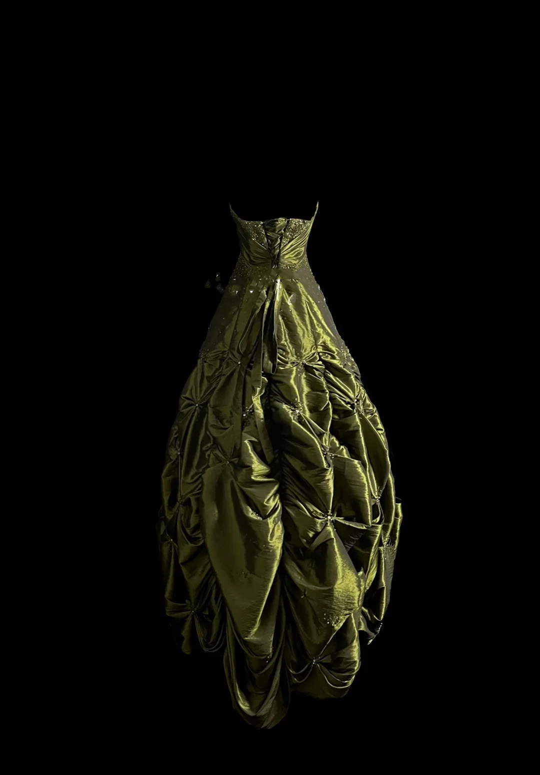 Elegant Glamour Ball Gown Strapless Olive Green Taffeta Long Prom Dresses Party Dress Evening Dress DP915 - Deanwangkt