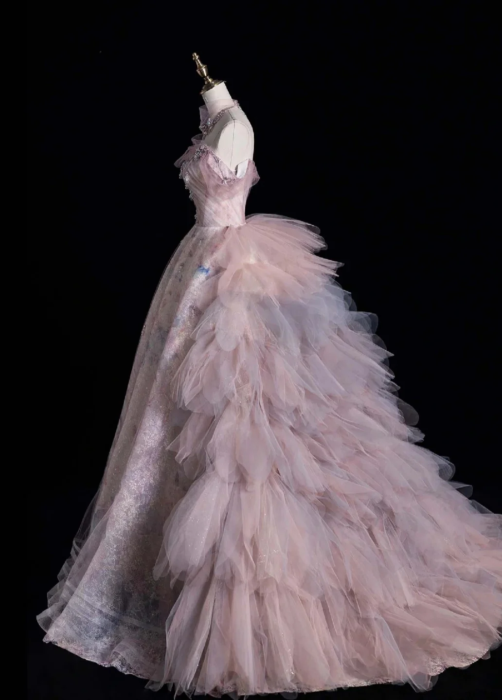 Fairy Sweetheart A-Line Long Prom Dresses Lace Tulle Pink Evening Dresses DP3341 - Deanwangkt