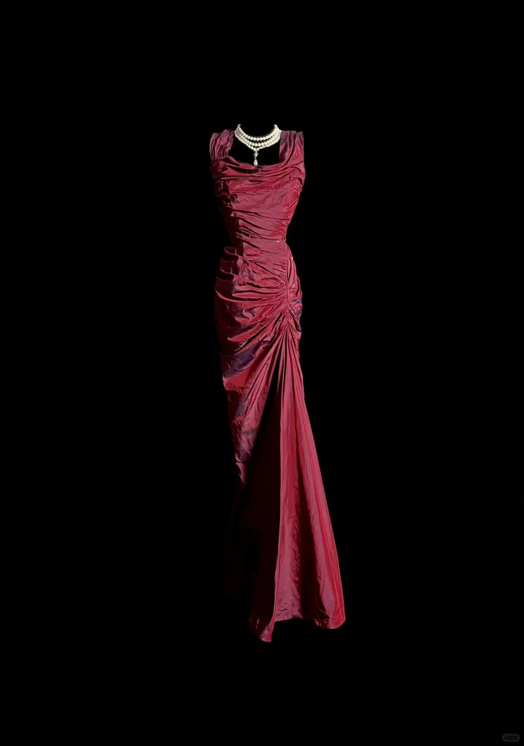 Vintage Mermaid Square Burgundy Taffeta Long Prom Dresses Evening Gowns Evening Dress DP931 - Deanwangkt