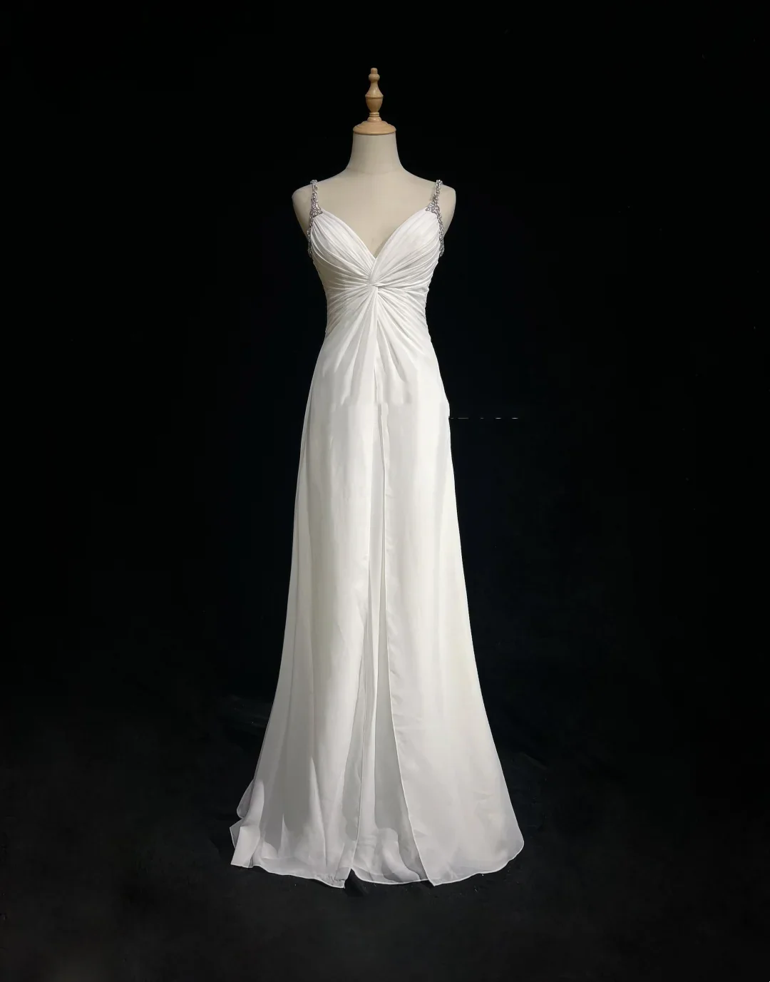 Retro Wedding Dress 1950s 1940s A Line Spaghetti Straps Chiffon White Long Wedding Dresses Bridal Gowns Brides Gown DH572 - Deanwangkt