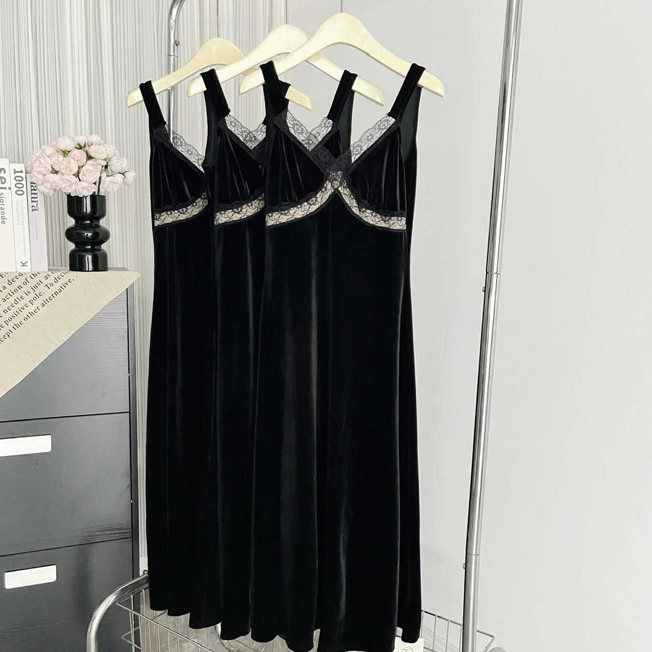 Sexy Mermaid Straps Black Velvet Summer Dress Holiday Party Birthday Outfits For Women DP0136 - Deanwangkt