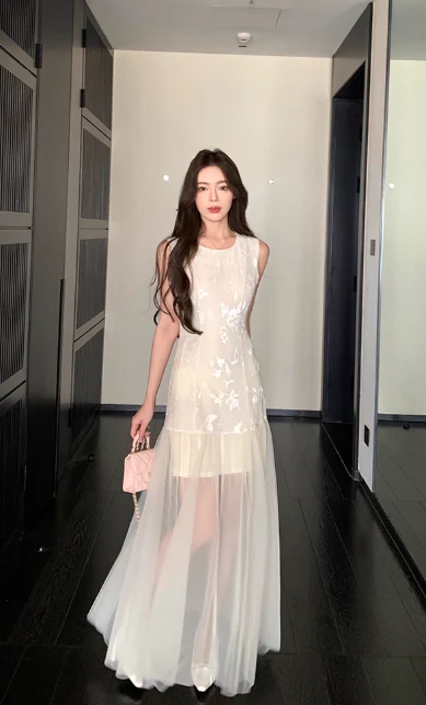 Elegant Jewel Sheath Evening Dresses, White Tulle Birthday Dresses DP2996 - Deanwangkt