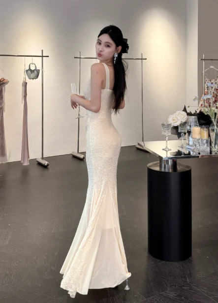 Elegant Straps Mermaid Chiffon Long Prom Dresses, Formal Evening Dresses DP3103 - Deanwangkt