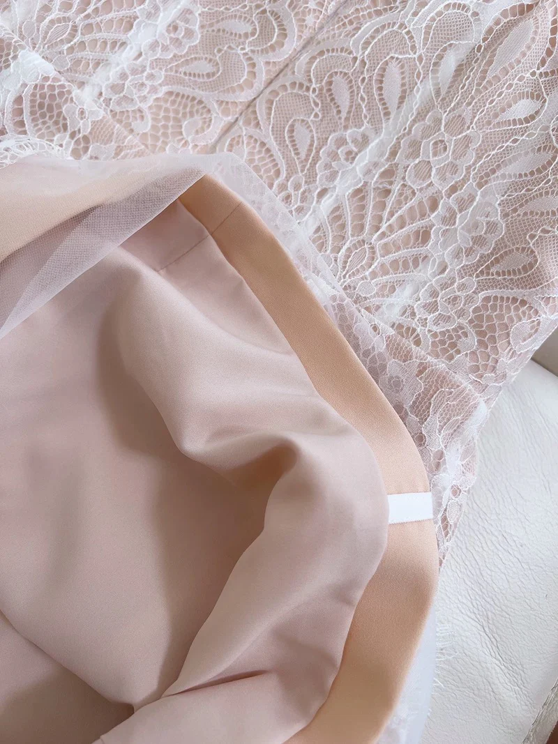 Cute A line Spaghetti Straps Champagne Lace Formal Short 8th Grade Homecoming Dress Summer Middle School Hoco Dresses Birthday Outfits W975 - Deanwangkt