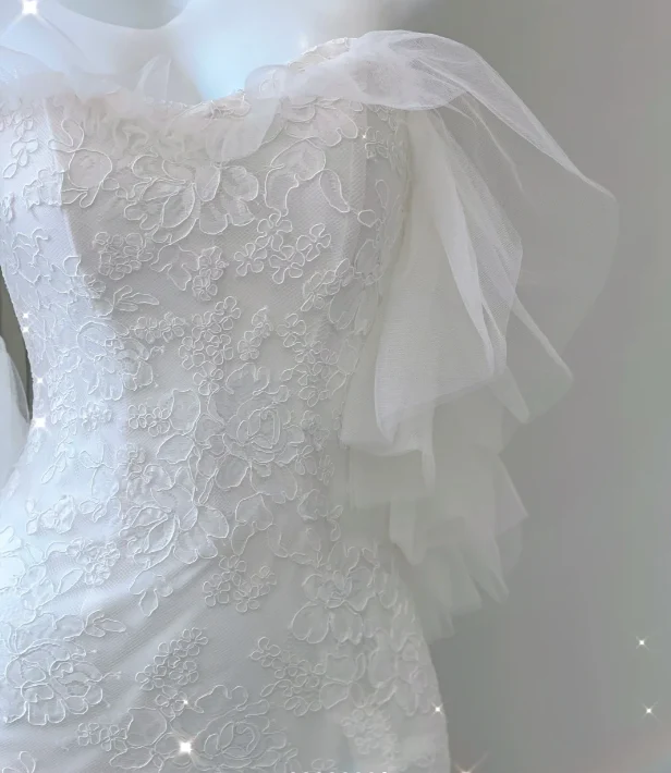 Unique Mermaid Sweetheart White Lace Long Wedding Dresses Brides Dress P0031 - Deanwangkt