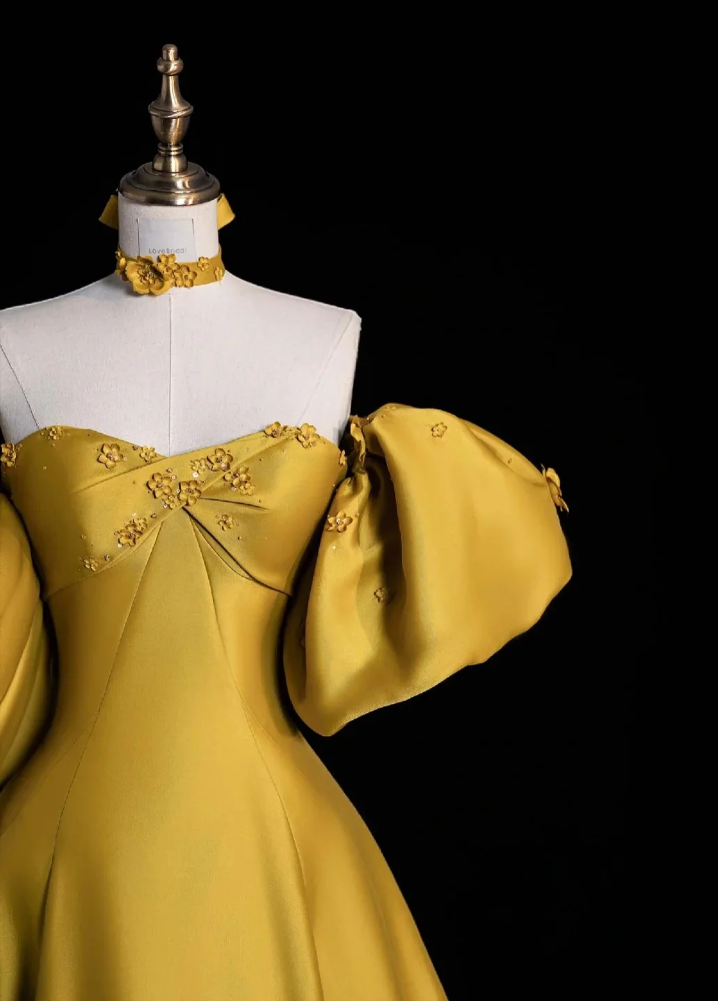 Glam Sweetheart A-Line Long Prom Dresses Satin Yellow Evening Dresses DP3342 - Deanwangkt