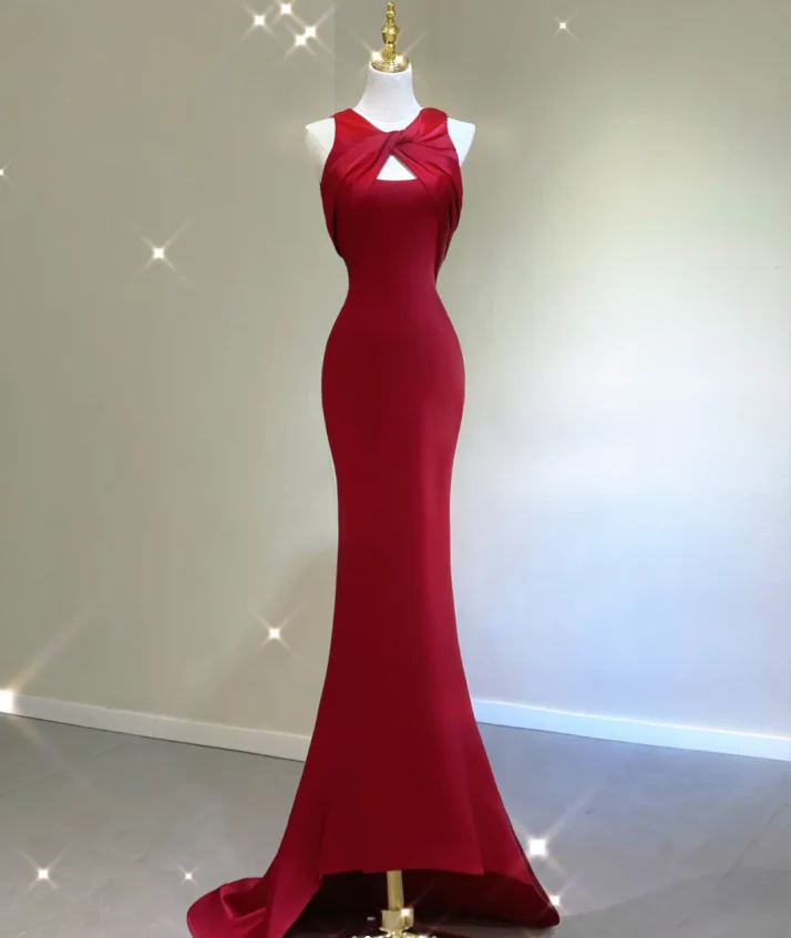 Pretty A Line Scoop Long Red Prom Dresses Graduation Dress High School Classy Evening Dresses DP413 - Deanwangkt
