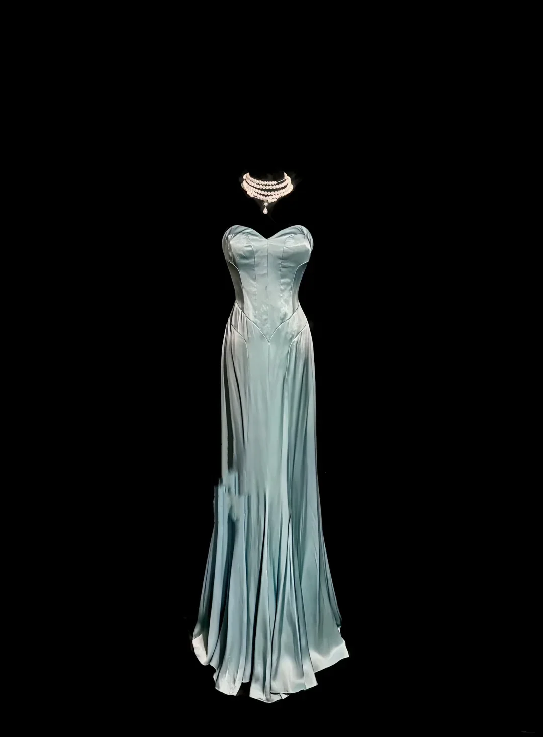 Vintage Mermaid Sweetheart Light Sky Blue Satin Long Prom Dresses Party Dress 20th Birthday Outfits Graduation Dresses W846 - Deanwangkt