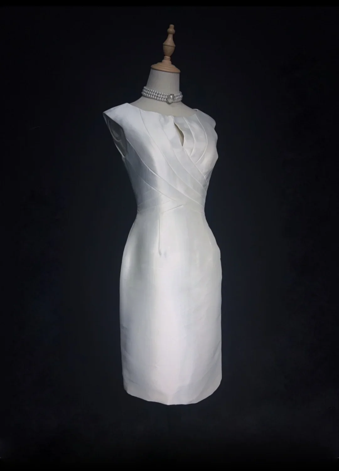 Modest Wedding Dress Sheath Scoop White Satin Summer Short Wedding Dresses Bride Dress Bridal Gowns DH548 - Deanwangkt