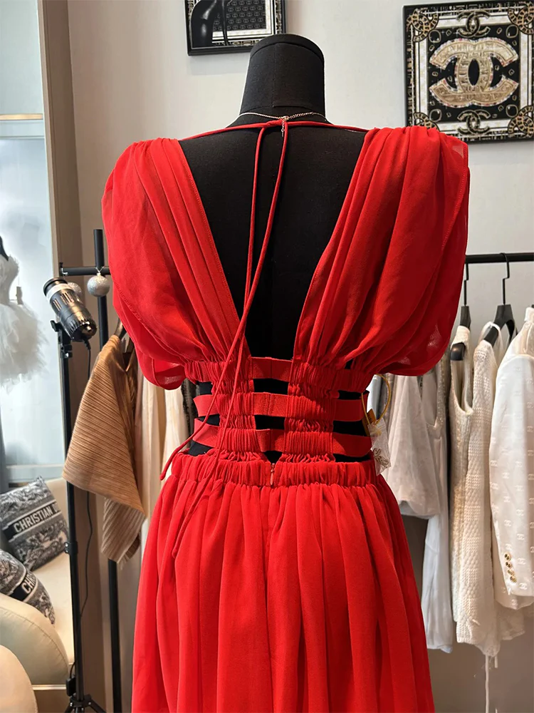 Simple A line V Neck Red Short Homecoming Dress Summer Hoco Dresses Cocktail Dress D1766 - Deanwangkt