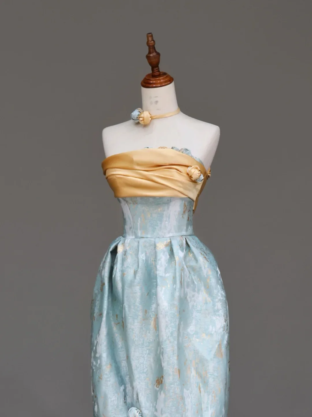 Gorgeous A Line Strapless Satin Blue Long Prom Dresses Graduation Dresses DP683 - Deanwangkt