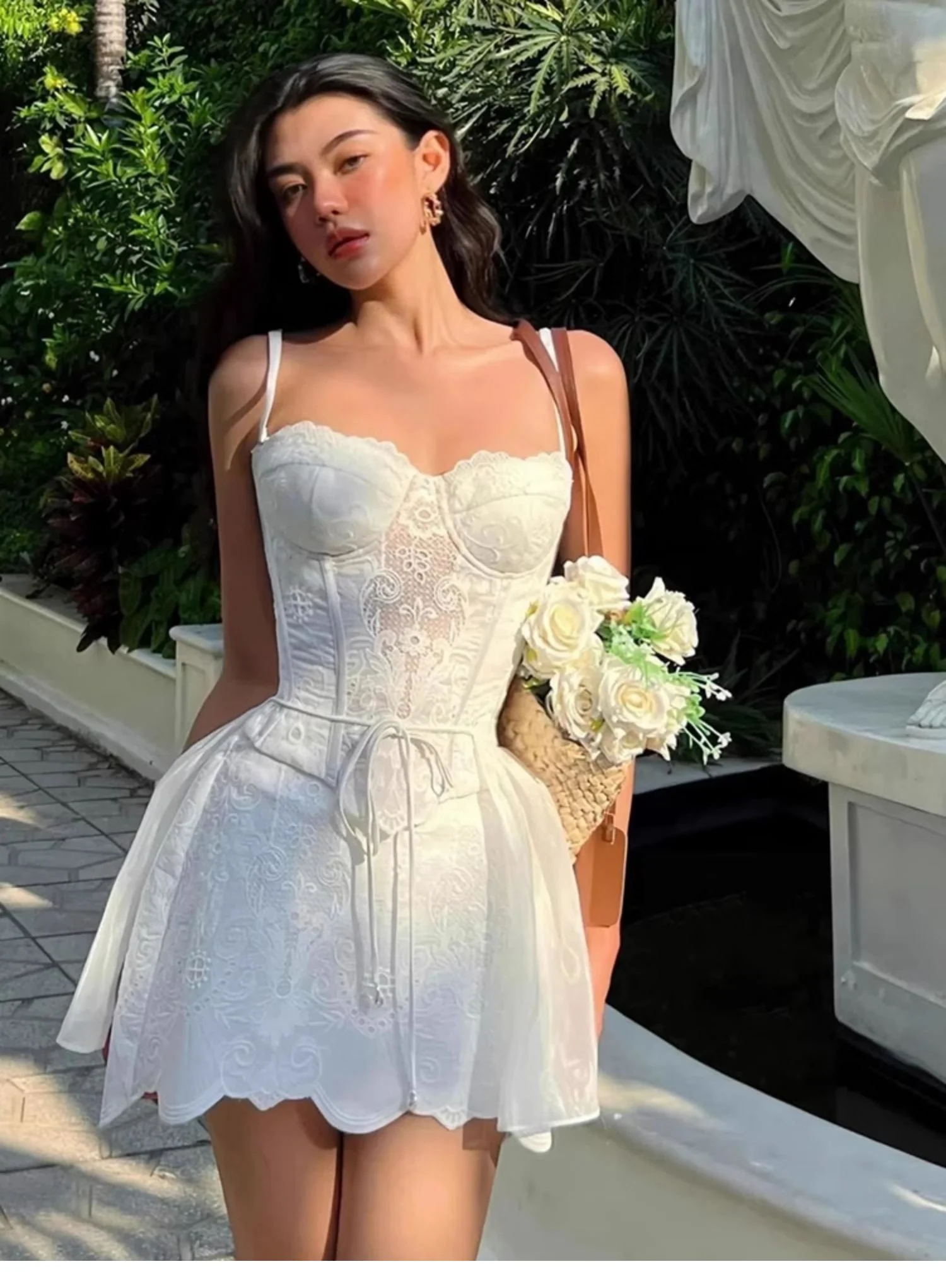 Cute A line Spaghetti Straps Summer Lace Homecoming Dress Hoco Dress Mini 20th Birthday Outfit Cocktail Dresses DP1766 - Deanwangkt