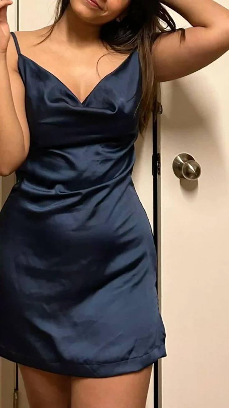 Pretty A line Spaghetti Straps Navy Blue Formal Homecoming Dresses Middle School Short 21st Birthday Outfits Graduation Dress Mini Cocktail Dresses DH2258 - Deanwangkt