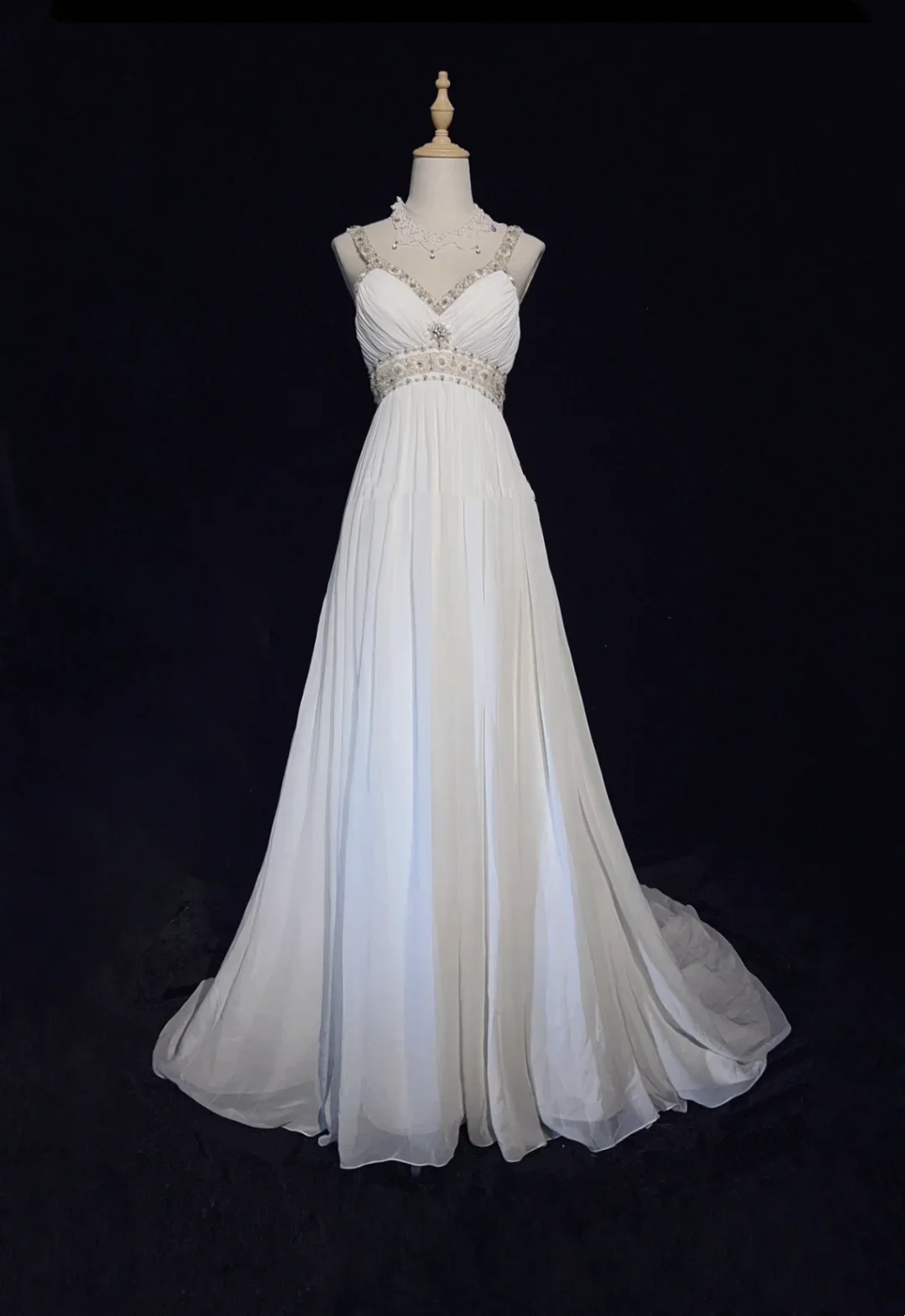 Vintage Bridal Gown 1960s A Line V Neck Chiffon Long White Wedding Dresses Elegant Bridal Gowns DH667 - Deanwangkt