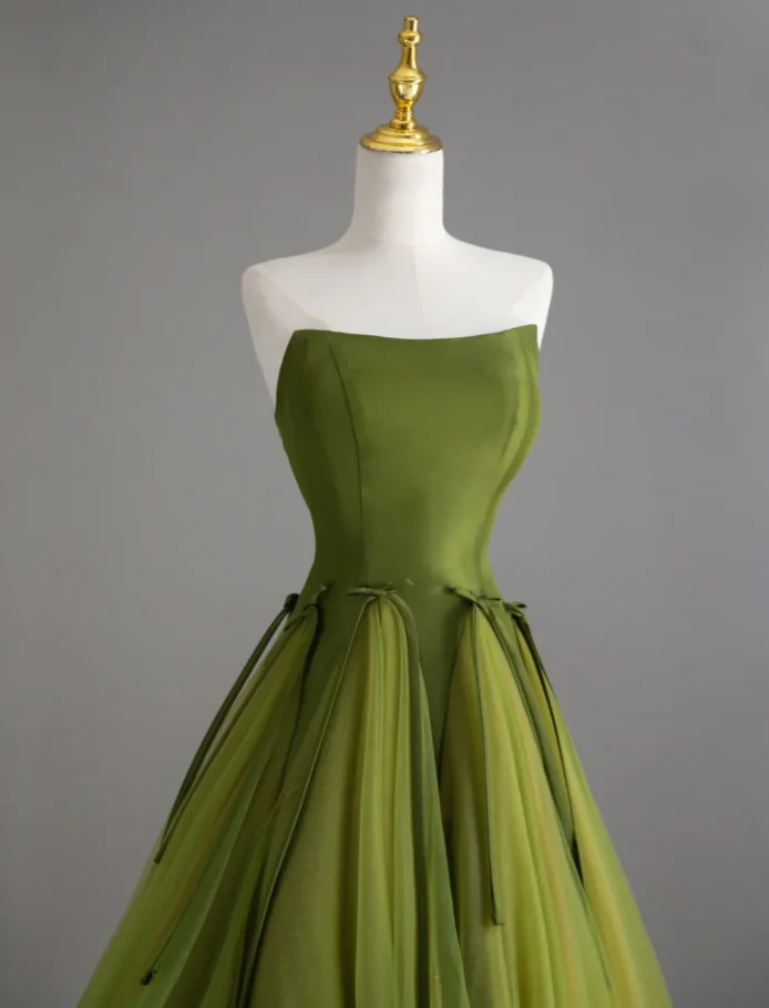 Classy Ball Gown Strapless Green Tulle Prom Dresses Birthday Dresses Dance Party Dress Graduation Prom Dresses DP505 - Deanwangkt