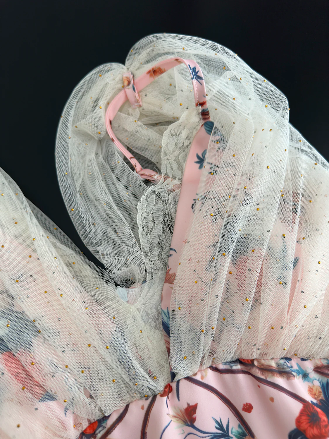 Cute Mermaid V Neckline Floral Pink Lace Long Summer Dress For Women DP0025 - Deanwangkt