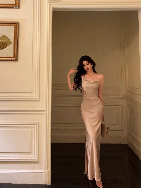 Classy Mermaid Spaghetti Straps Champagne 18th Birthday Dress Party Gown 18th Birthday Outfits Birthday Dress Ideas For Women DP580 - Deanwangkt