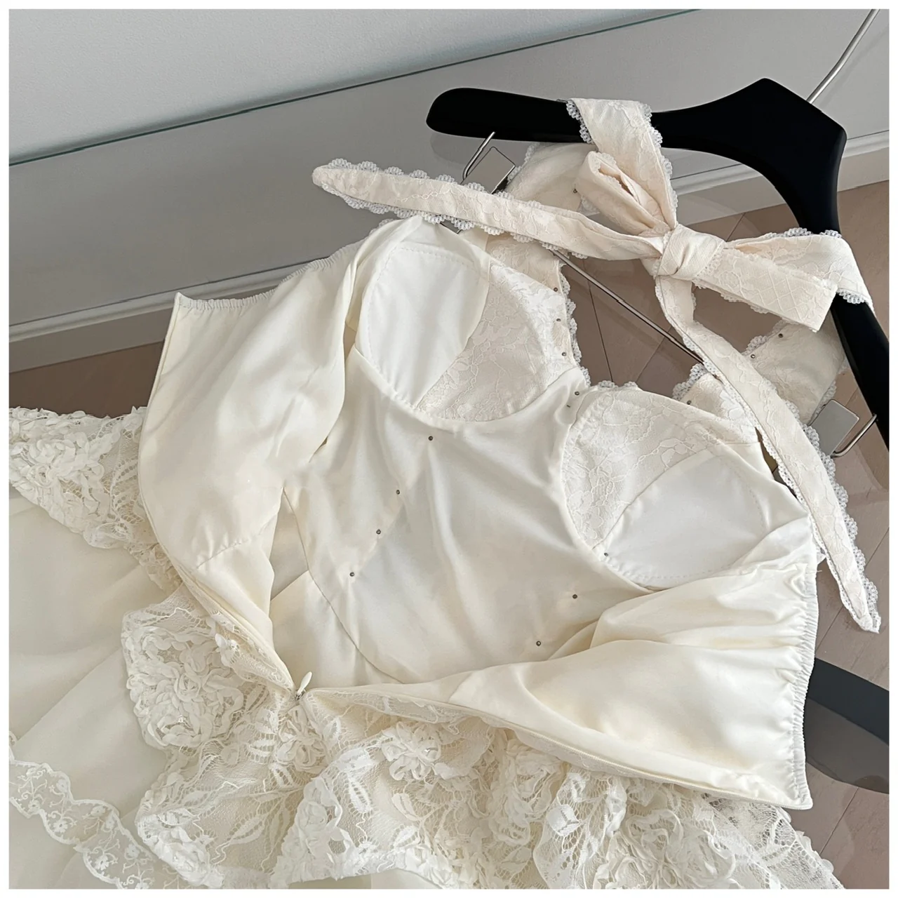 Sexy A line Halter Neckline White Lace Summer Dress Holiday Party Outfits For Women DP0107 - Deanwangkt