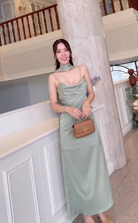 Elegant Spaghetti Strap Sheath Green Formal Dresses Satin Sleeveless Green Bridesmaid Dresses DP3754 - Deanwangkt