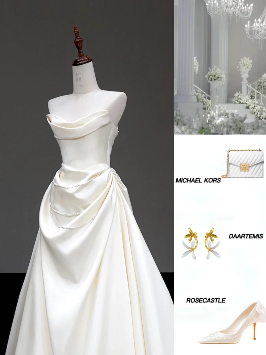 Unique Bridal Gown Ball Gown Strapless White Satin Wedding Dresses Bridal Gowns DP642 - Deanwangkt