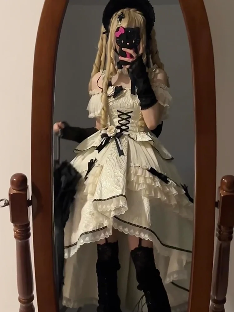 Vintage Ball Gown Off The Shoulder Lace Summer 18th Birthday Dress With Sleeves Lolita Dresses Birthday Outfits W1118 - Deanwangkt