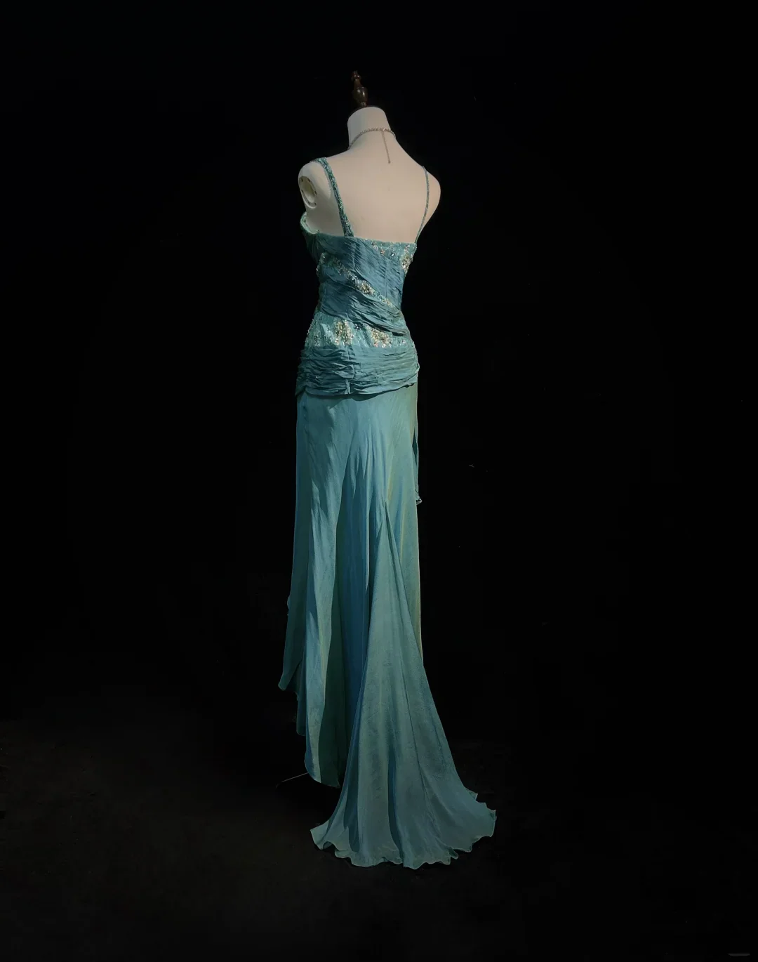 Vintage A Line Spaghetti Straps Blue Sleeveless Chiffon Long Prom Dresses Party Dress 18th Birthday Outfits Graduation Dresses DH2654 - Deanwangkt