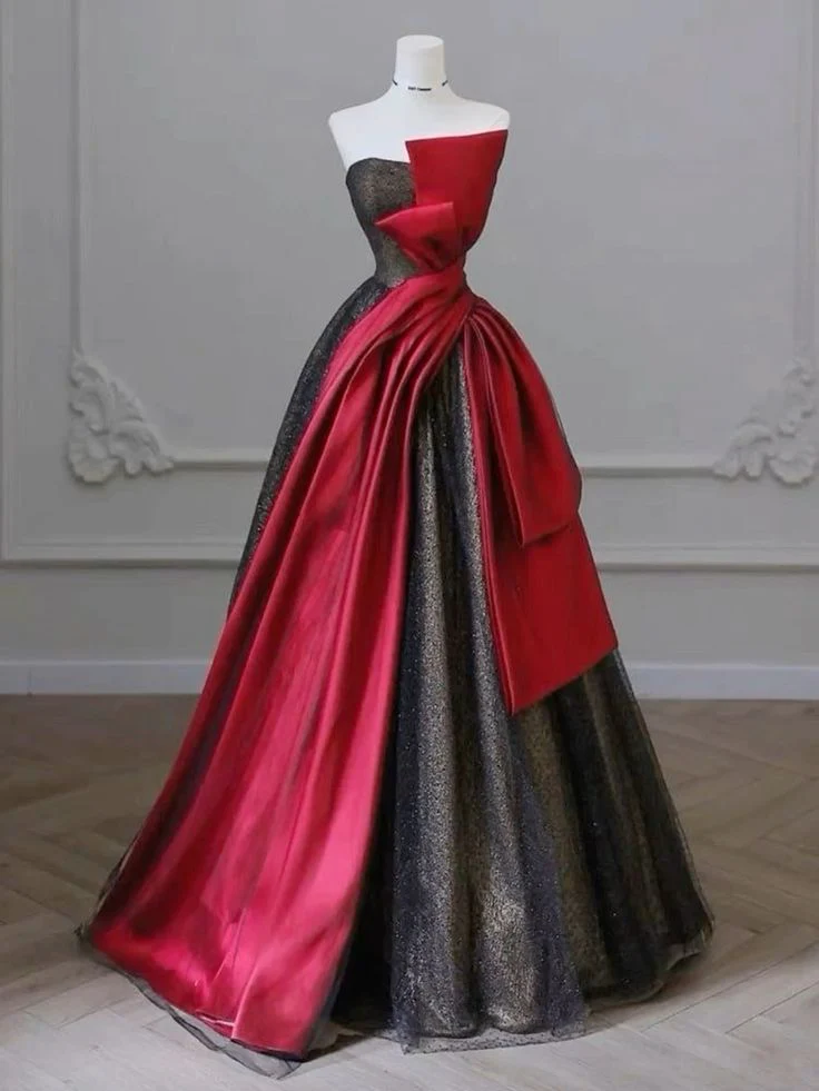 Pretty Ball Gown Strapless Red Long Quinceanera Dress Formal Gowns Vestido De 15 Anos Sweet 16 Dress W0323 - Deanwangkt