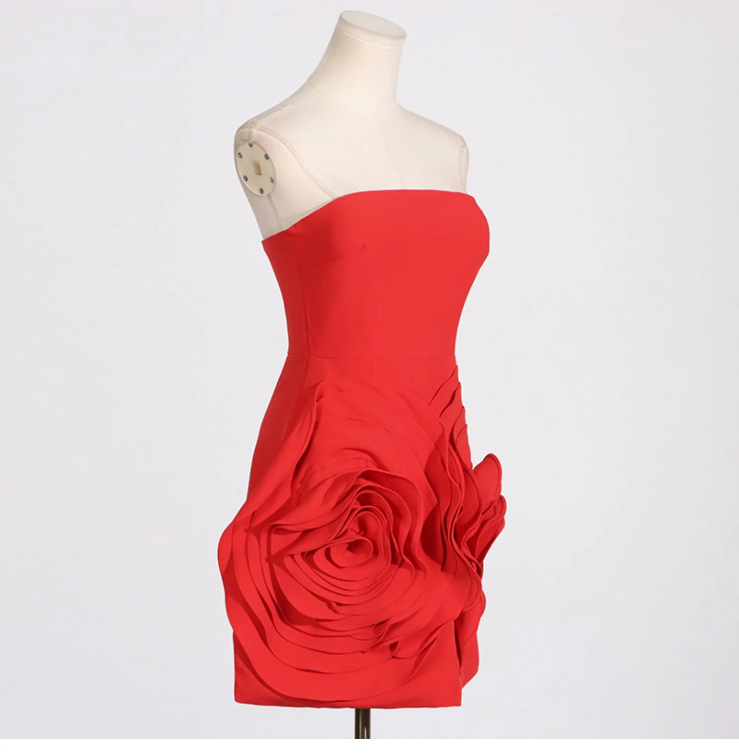 Cute A Line Strapless Red Satin Formal Homecoming Dresses 18th Birthday Outfits Graduation Dress Short Mini Hoco Dresses DH2535 - Deanwangkt