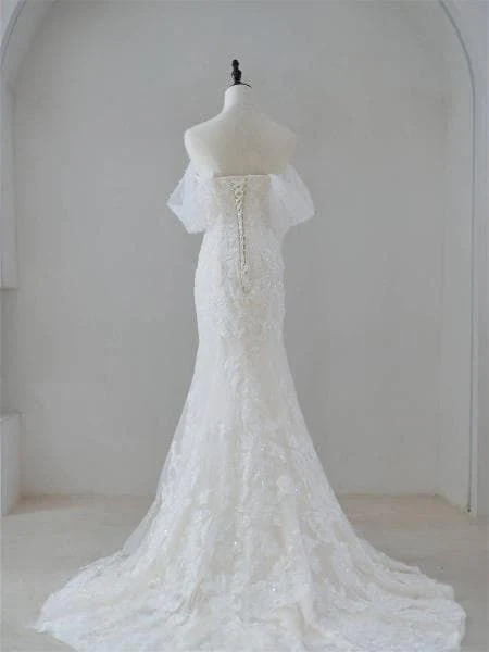 Dreamy Off the shoulder Mermaid wedding dress Custom Wedding Gown Stunning Modern Bridal Dress DP603 - Deanwangkt