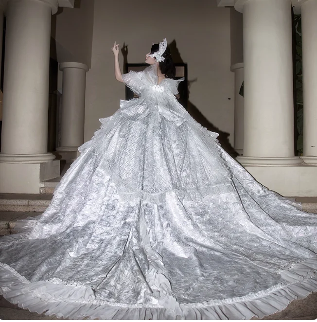 Gorgeous Off-Shoulder Ball Gown Long Wedding Dress White Lolita Bridal Gown DP3794 - Deanwangkt