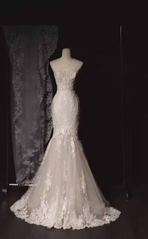 Timeless Strapless Mermaid Wedding Dresses Tulle Applique White Bridal Gowns DP3350 - Deanwangkt