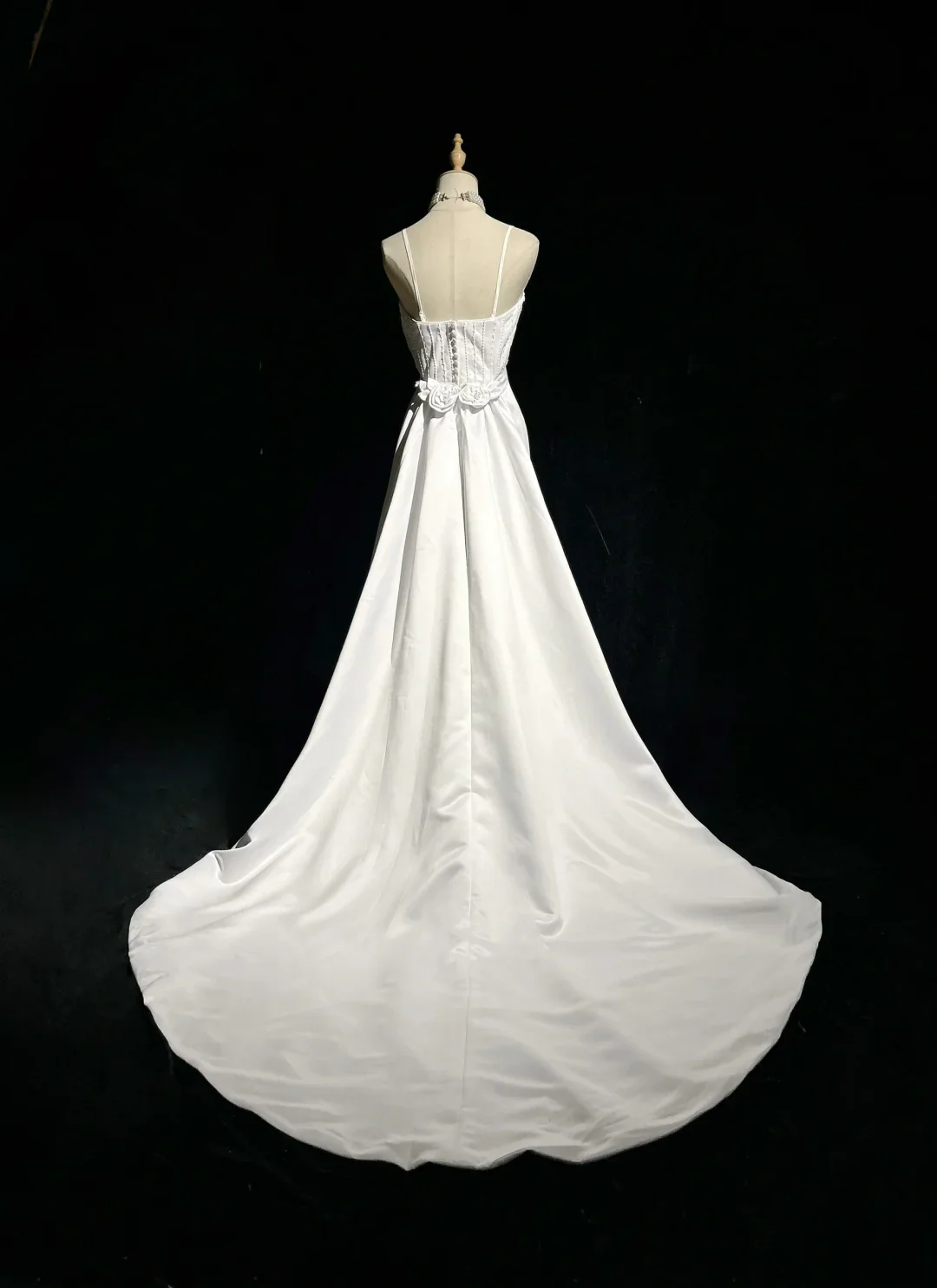 Vintage Bridal Gown 1960s Sheath Spaghetti Straps Satin White Long Summer Autumn Wedding Dresses Elegant Bridal Gowns DH671 - Deanwangkt