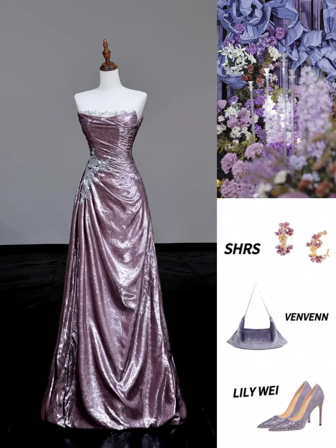 Gorgeous A Line Strapless Sequin Lilac Long Prom Dress Party Dress Graduation Dresses DP717 - Deanwangkt