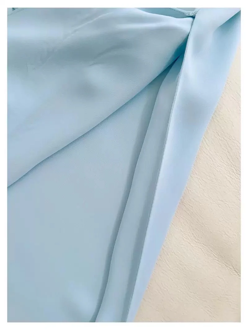 Elegant Sheath Spaghetti Straps Blue Chiffon Sleeveless Long Evening Party Gowns Evening Formal Dresses Prom Dress W912 - Deanwangkt