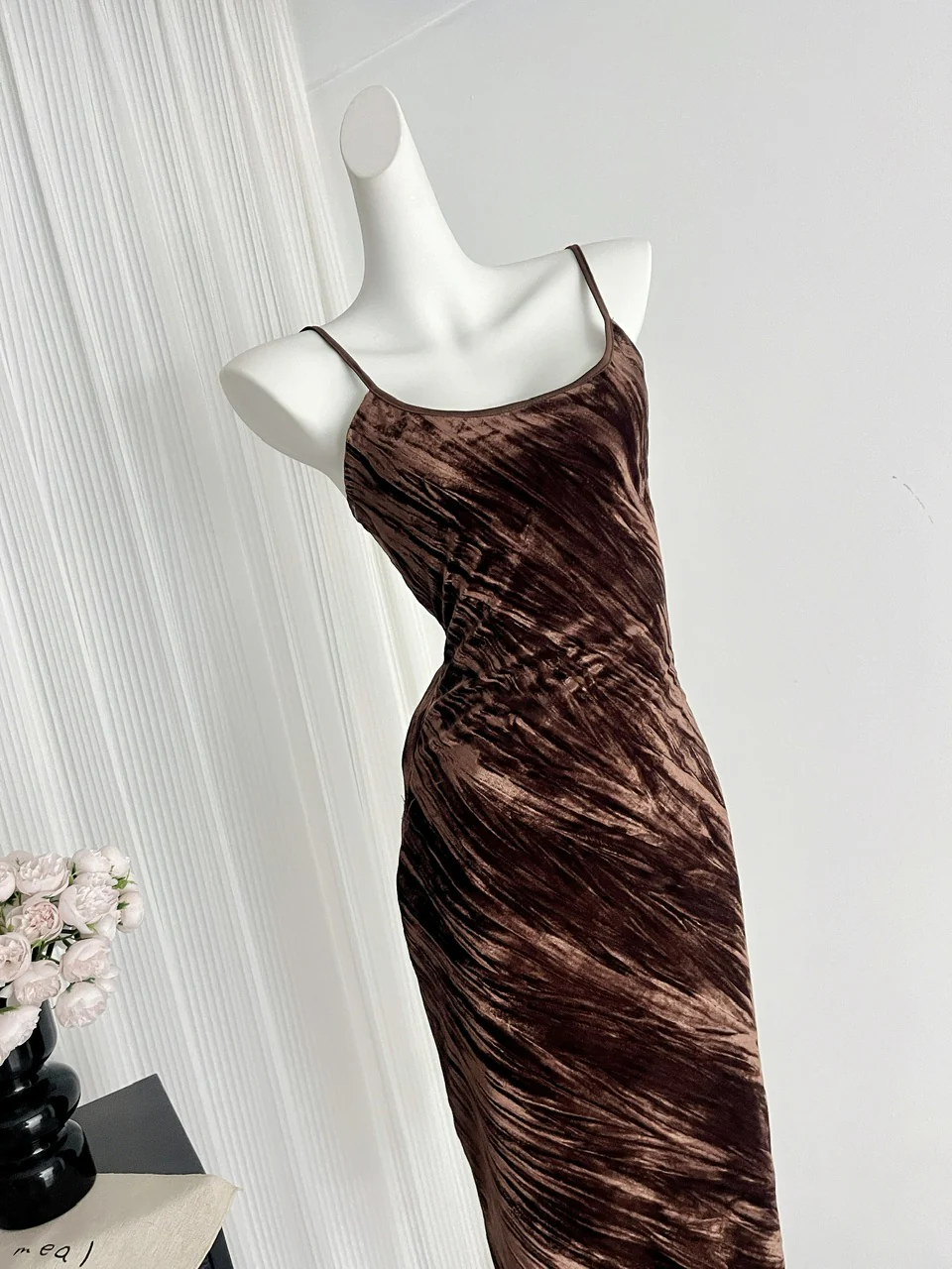 Sexy Mermaid Spaghetti Straps Velvet Green Summer Dress Holiday Party Outfits For Women DP0093 - Deanwangkt