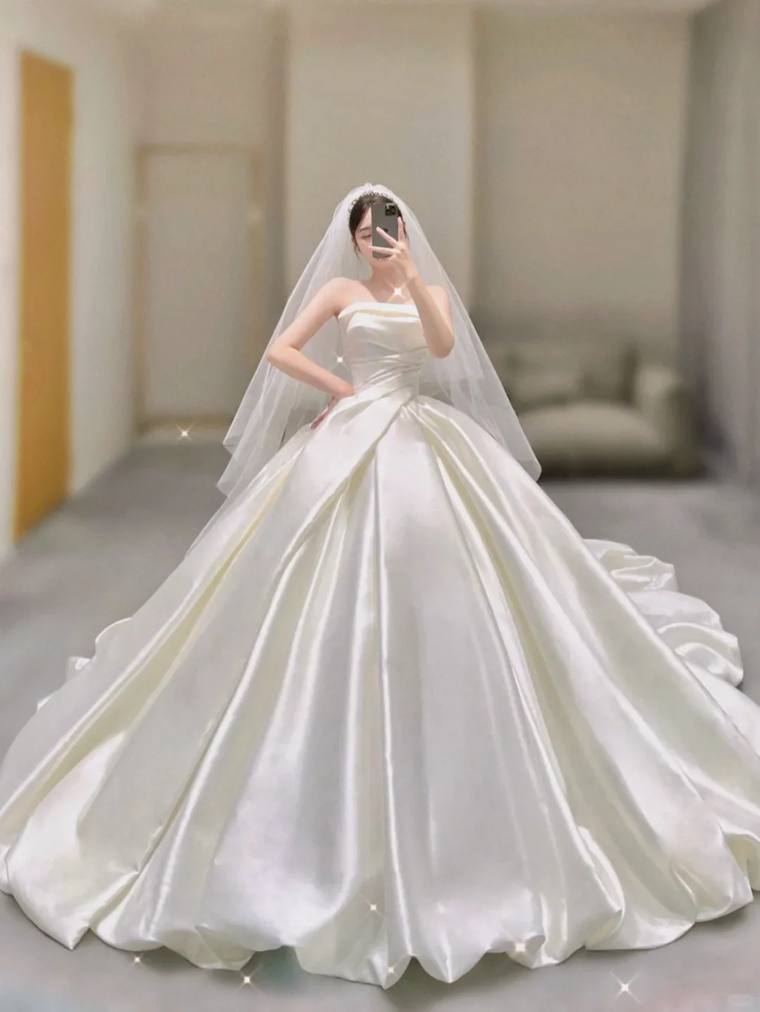 Timeless Ball Gown Strapless Long Satin White Sweep Train Wedding Dresses Brides Dress DP397 - Deanwangkt