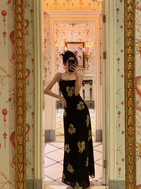 Vintage A line Spaghetti Straps Black 18th Birthday Dress Long Party Gown Birthday Outfits For Women DP0195 - Deanwangkt