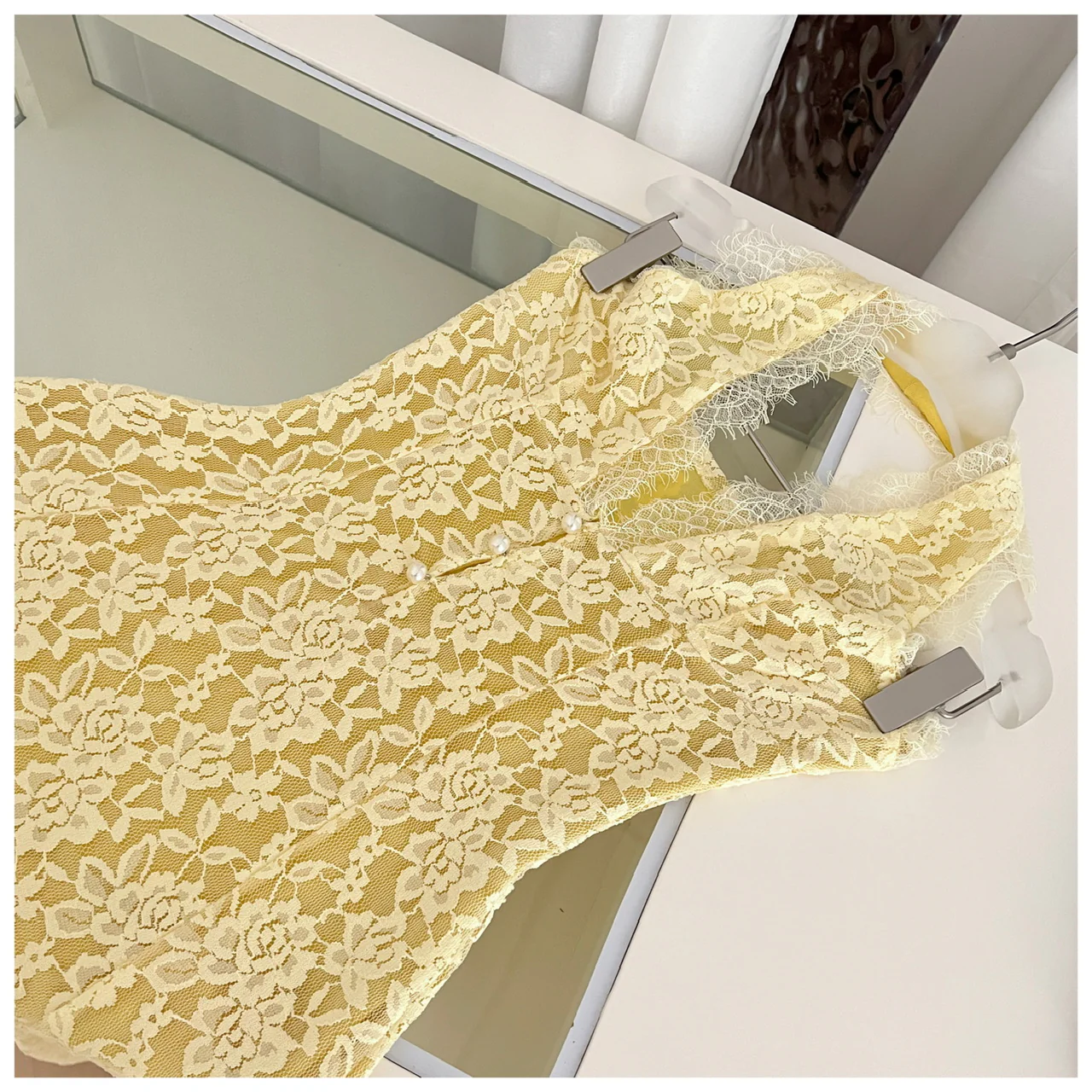 Sexy Sheath V Neckline Yellow Lace Summer Dress Holiday Party Outfits For Women DP0114 - Deanwangkt