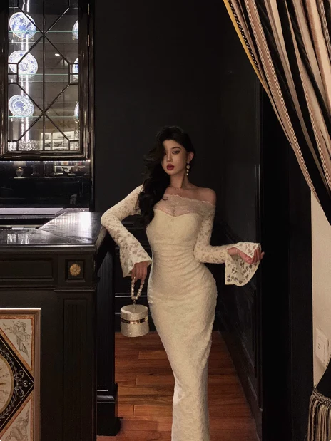 Classy Sheath White Lace Off The Shoulder 18th Birthday Dress Party Gown 18th Birthday Outfits Birthday Dress Ideas For Women DP572 - Deanwangkt