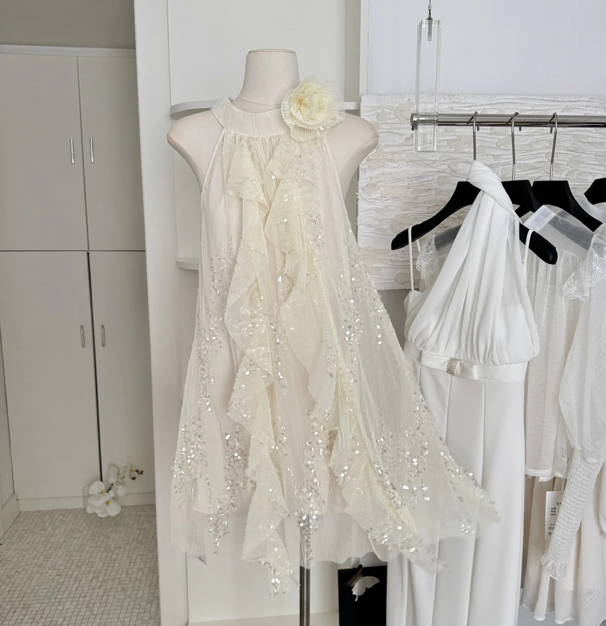 Sexy A line Jewel Neckline Sequin Short Summer Dress Holiday Party Outfits For Women DP0116 - Deanwangkt