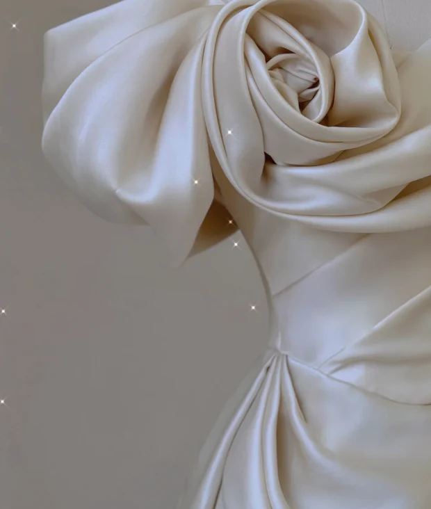 Elegant Mermaid Off The Shoulder Satin Short Sleeves Wedding Dresses Brides Dress P0010 - Deanwangkt