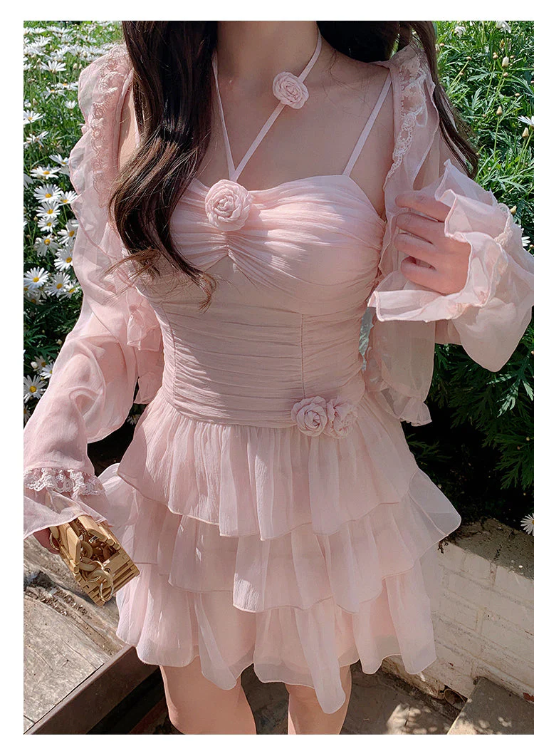 Cute A line Pink Chiffon Summer Short Homecoming Dress Hoco Dress Mini 18th Birthday Outfit Cocktail Dresses DP1862 - Deanwangkt