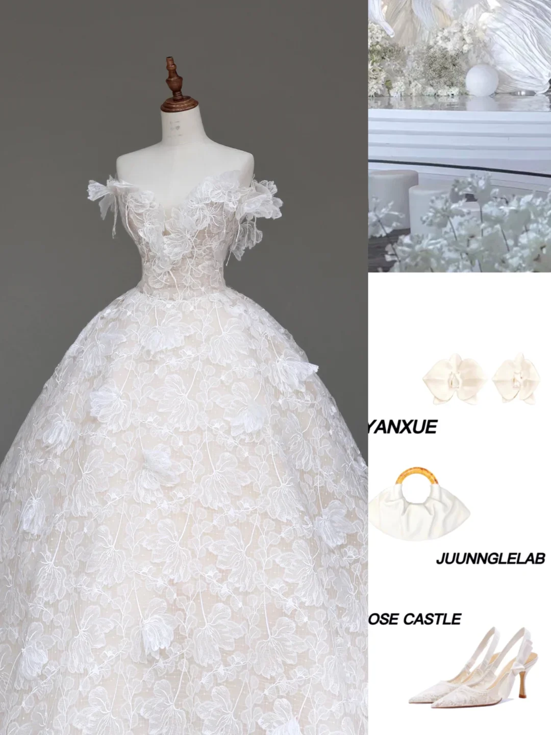 Unique Bridal Gown Ball Gown Strapless Lace White Satin Wedding Dresses Bridal Gowns DP677 - Deanwangkt