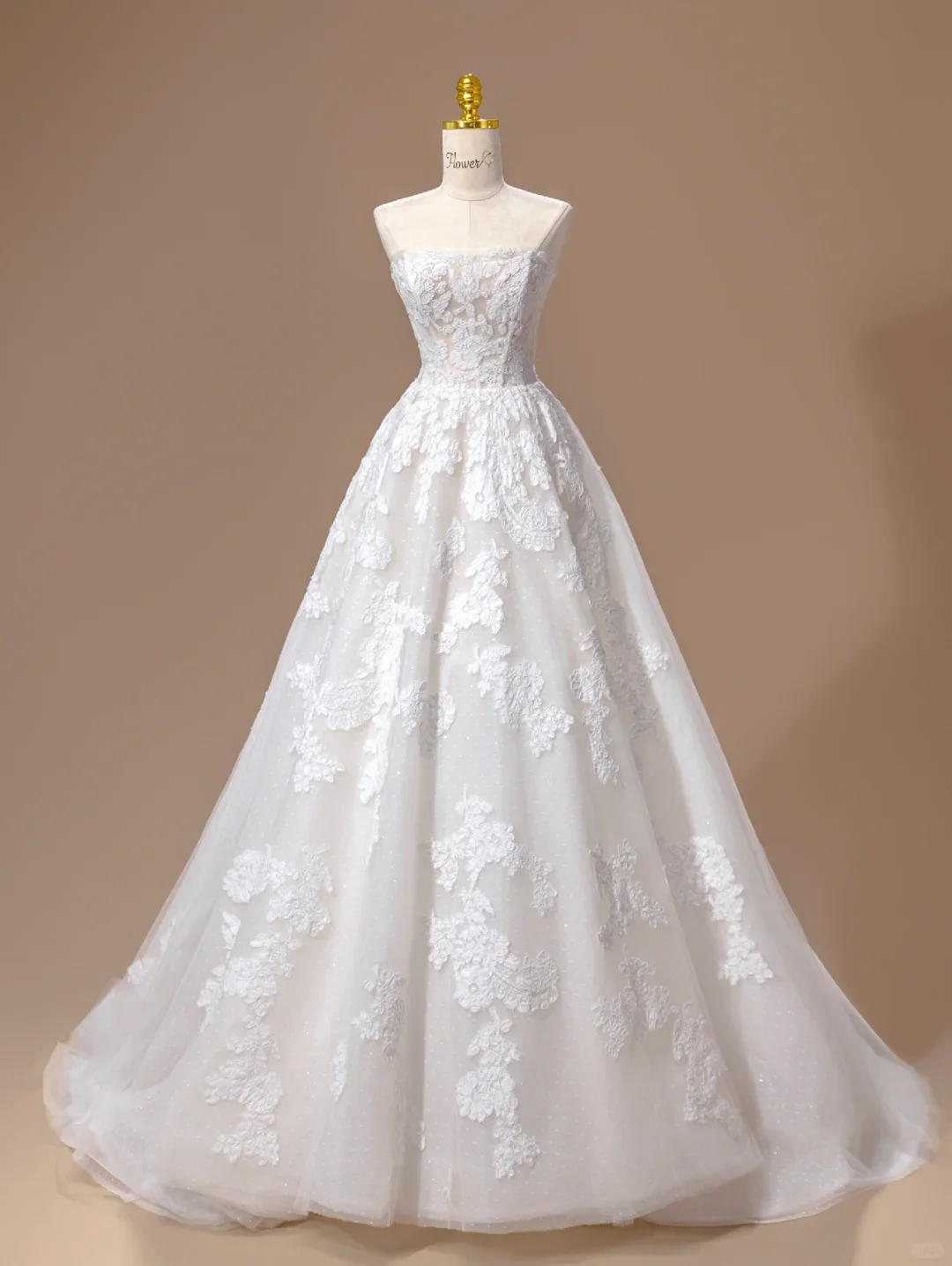 Princess Wedding Dress Ball Gown Strapless Lace White Long Wedding Dresses Bridal Gowns DH2793 - Deanwangkt