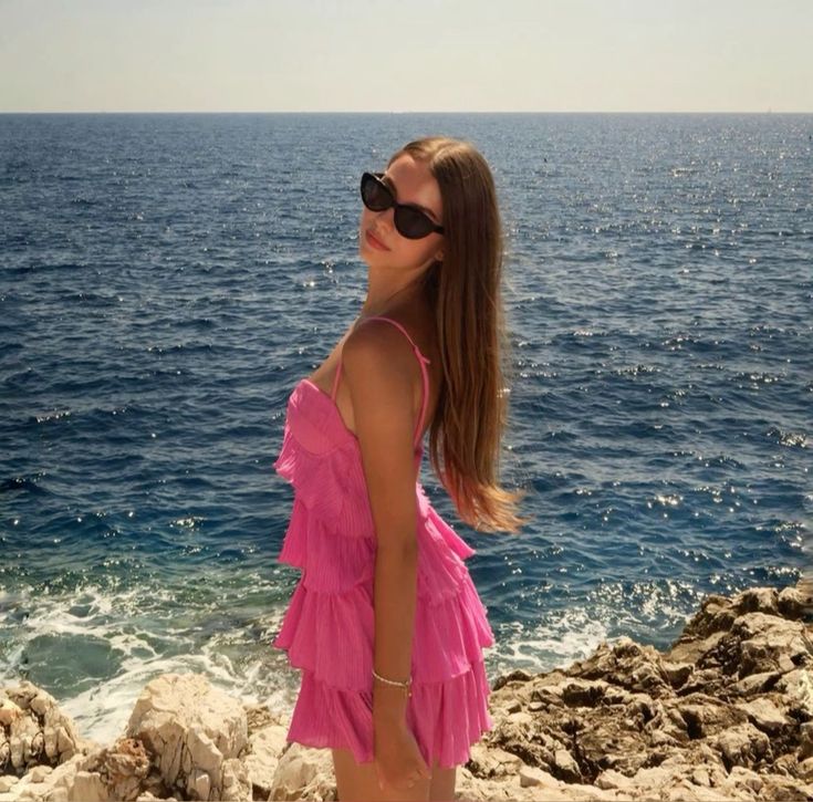 Simple A line Spaghetti Straps Pink Chiffon Homecoming Dress Summer Hoco Dresses Cocktail Dress DP1907 - Deanwangkt